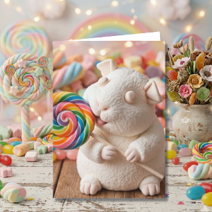 Cartão Porquinho-da-índia Marshmallow Caprichoso Pensando