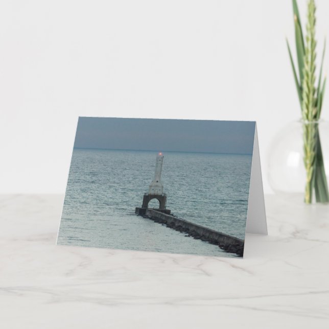Cartão Port Washington Breakwater Light Greeting Card (Frente)