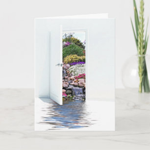 Cartão porta aberta com cachoeira pensando em você