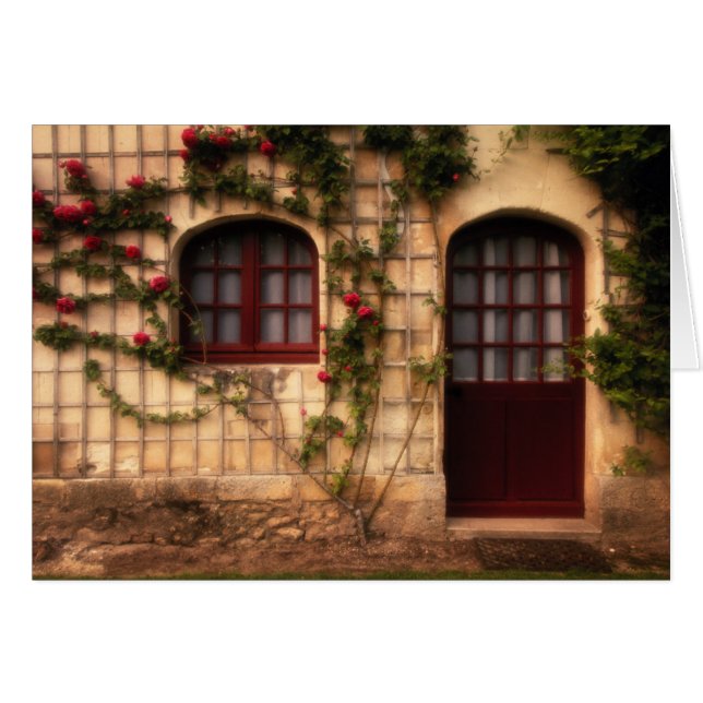 Cartão Porta da casa de campo da rosa (Frente Horizontal)