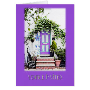 Cartão Porta de boas-vindas em roxo