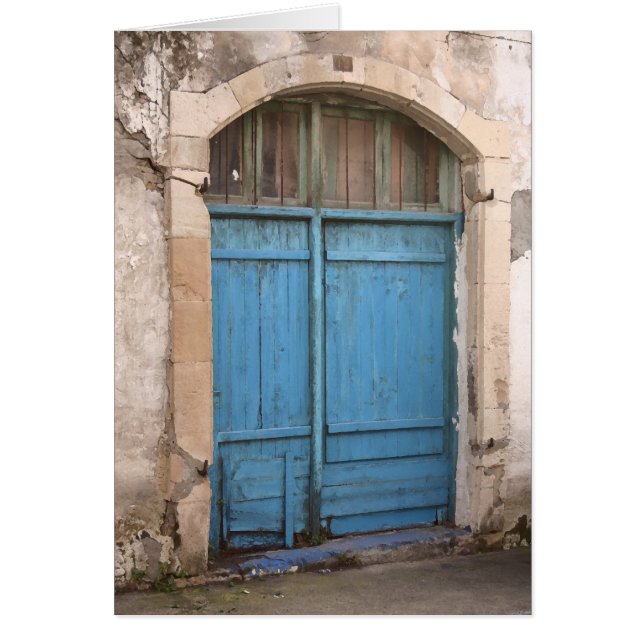 Cartão Porta de celeiro azul (Frente)