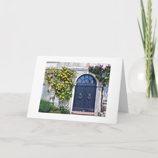 CARTÃO PORTA DE MADEIRA RUSTICA COM AMARELO E ROSAS VERME (Frente)