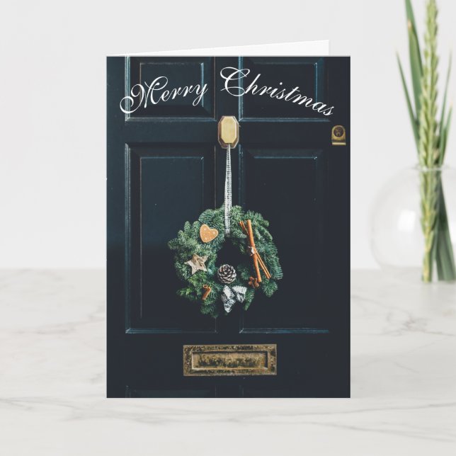 Cartão Porta de Natal com Coroa (Frente)