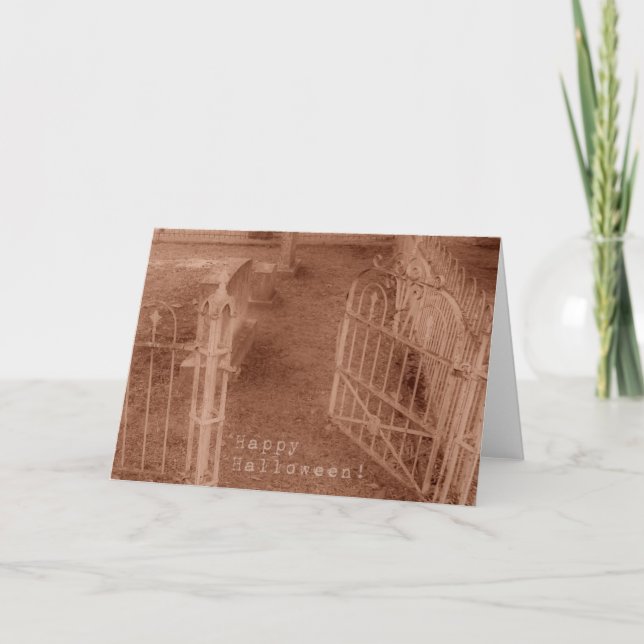 Cartão Porta do Cemitério Feliz Halloween (Frente)