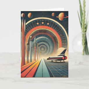 Cartão Porta do Wormhole de Arte Idade do meio século