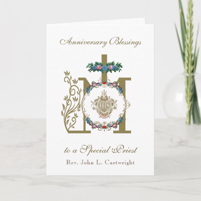 Cartão Portaria sobre o aniversário do padre Marian Cross (Frente)