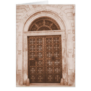 Cartão Portas de madeira no antigo quarto de Barcelona, E