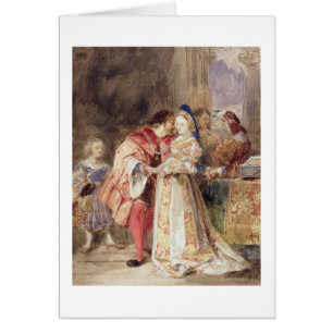Cartão Portia e Bassanio, c.1826 (w/c, tinta marrom,