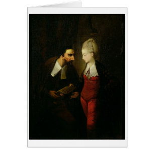 Cartão Portia e Shylock "do comerciante de Veneza" A