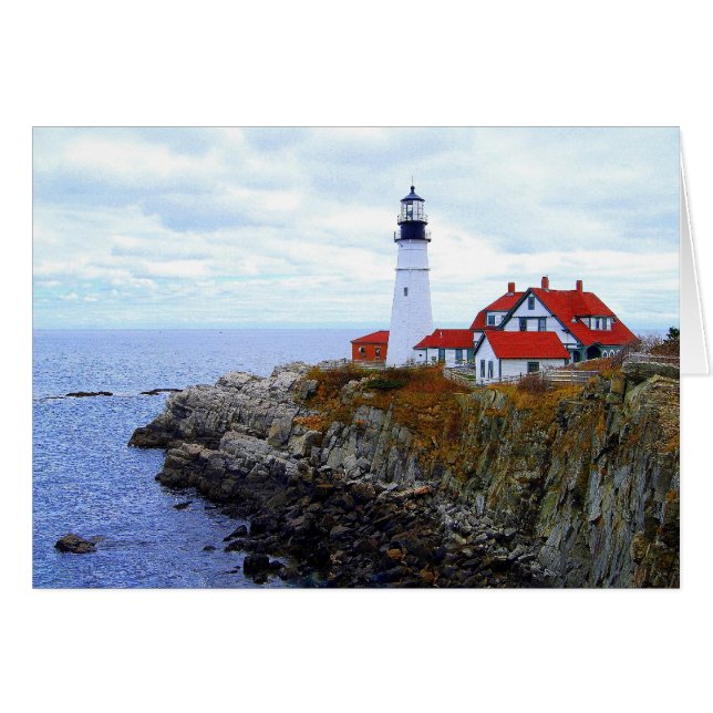 Cartão Portland Head Light House, Maine, Card (Frente Horizontal)