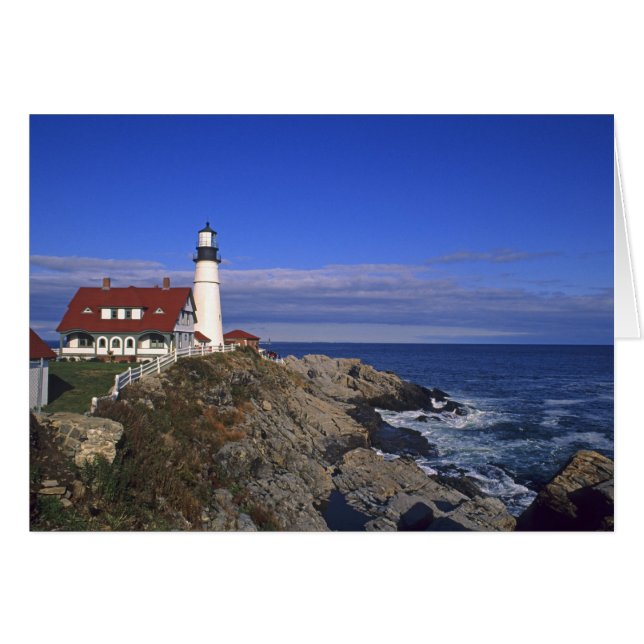 Cartão Portland Head Light Lighthouse Maine (Frente Horizontal)