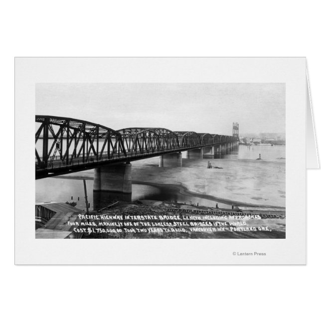 Cartão Portland, OR Pacific Highway Interstate Bridge (Frente Horizontal)
