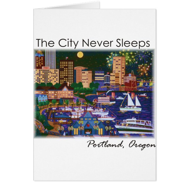 Cartão Portland Oregon à Noite (Frente)