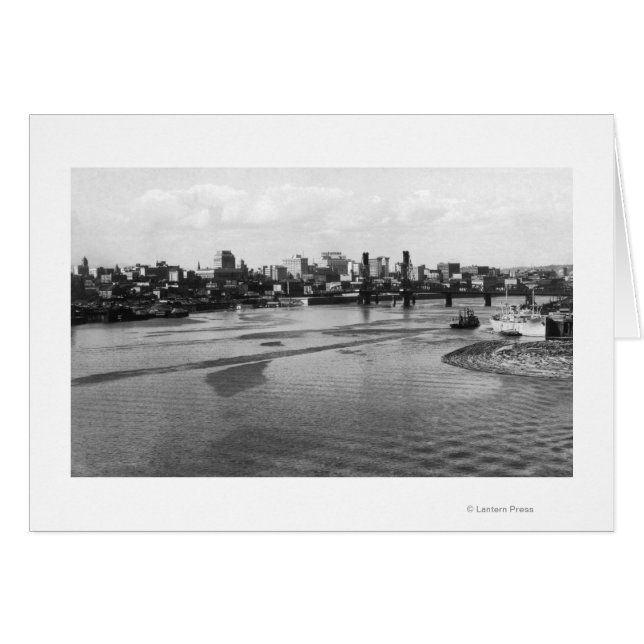 Cartão Portland, Oregon Skyline, do rio Willamette (Frente Horizontal)