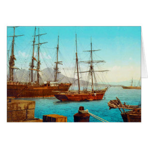 Cartão Porto de Nápoles Itália década de 1800