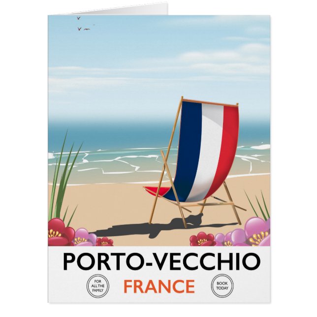 Cartão Porto-Vecchio, poster de viagens de praia em Franç (Frente)
