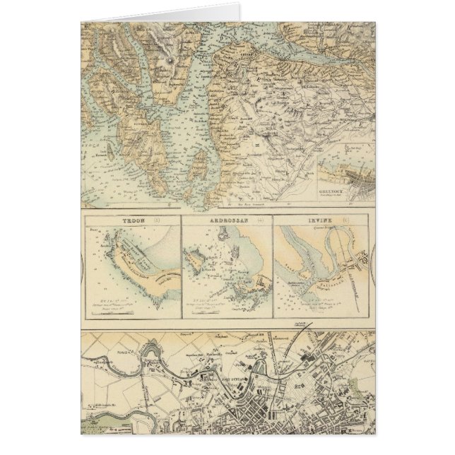 Cartão Portos e portos na costa oeste da Escócia (Frente)