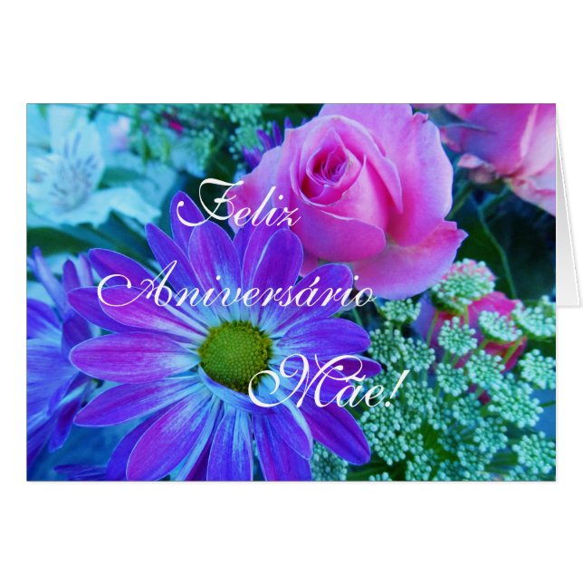 Cartão Português: Mae de Rosas-Aniversário a Dinamarca! (Frente Horizontal)