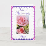 Cartão Portuguese: 70 Anos  Mom's 70th Birthday<br><div class="desc">Postal de anos para o 70 º aniversário da Mãe,  com foto de rosas . Personalize a sua mensagem! Picture of pink and blue flowers on white background. "Happy 70th Birthday mom!";   Personalize your message!   Photography by Maria Santos (Lusinhas do Sul)</div>