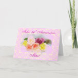 Cartão Portuguese: 90th birthday - 90 Aniversario<br><div class="desc">Greeting card for mom's 90th birthday,  with roses in pastel colors. Message: " Happy 90th Birthday mom" " Wishes of many healthy years filled with joy". Cartao postal para o nonagesimo aniversario da Mãe. Photography by Maria Santos (Lusinhas do Sul)</div>