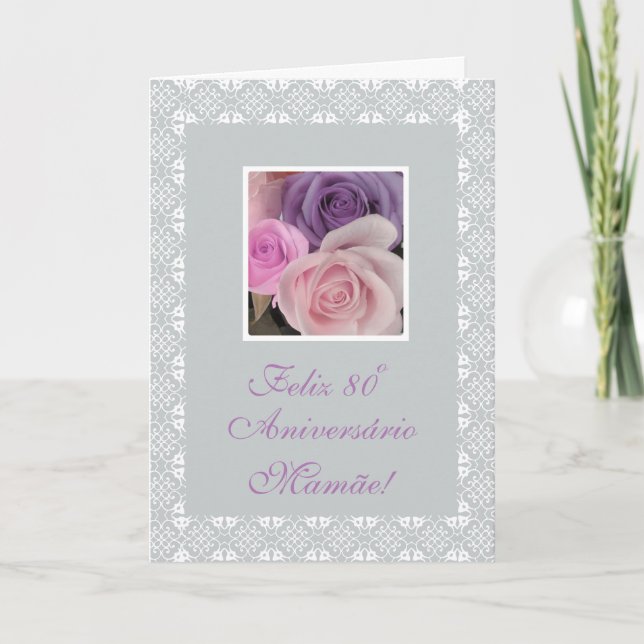 Cartão Portuguese - Mother's 80th birthday (Frente)