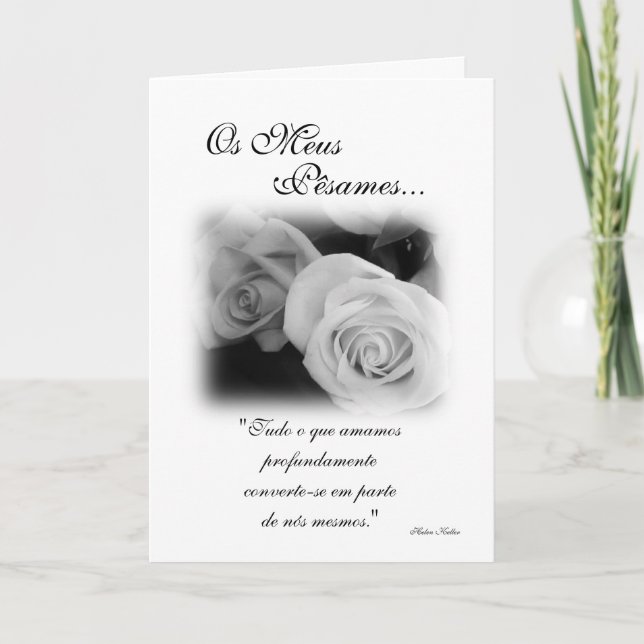 Cartão Portuguese: Pesames a preto e branco (Frente)
