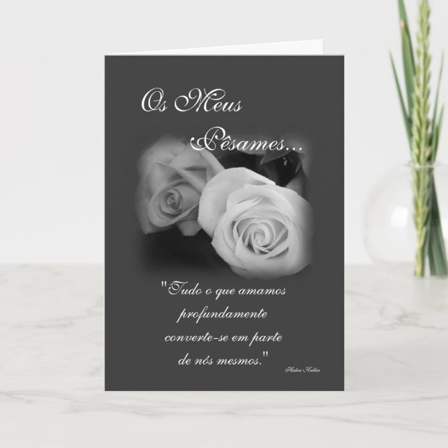 Cartão Portuguese: Pesames a preto e branco (Frente)