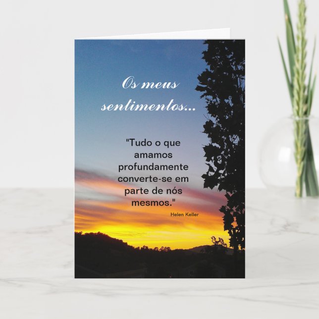 Cartão Portuguese:sentimentos/Sympathy/ Pêsames (Frente)