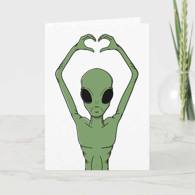 Cartão Pose do Coração Alien (Frente)