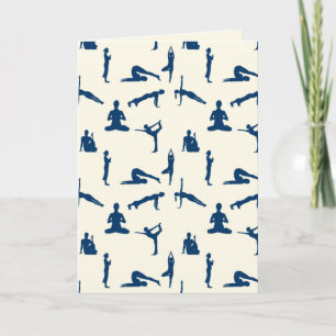 Cartão Poses de Yoga Creme Branco Desbotado