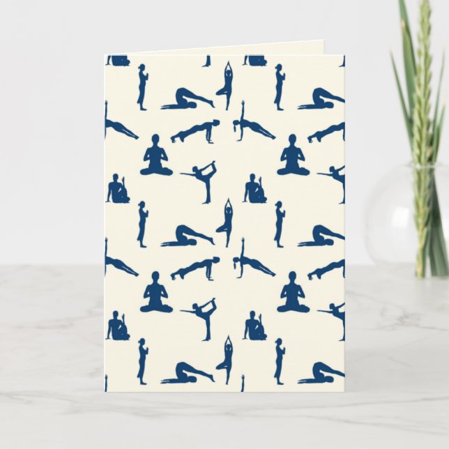 Cartão Poses de Yoga Creme Branco Desbotado (Frente)