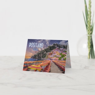 Cartão Positano Beach Italy Cliff Homes Amalfi Sunset