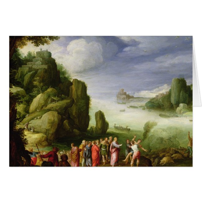 Cartão Possuído de Gerasa, 1608 da cura do cristo (Frente Horizontal)