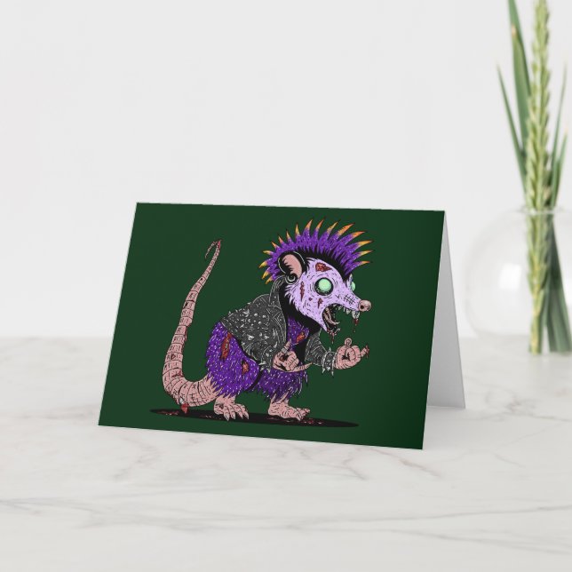 Cartão Possum Zumbi de Punk Rock (Frente)