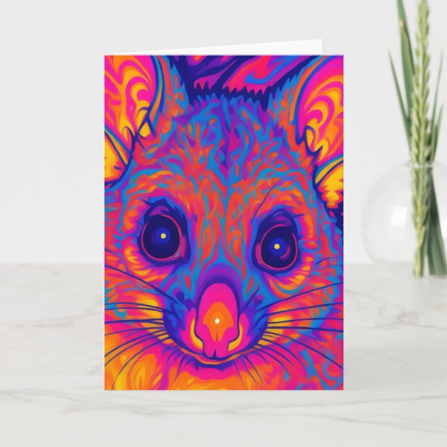 Cartão possums australiano psicodélico de cauda espessa (Frente)