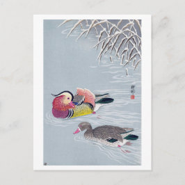 Cartão Postal オ ド, 小 古 mandarin duck, Ohara Koson, Ukiyo-e