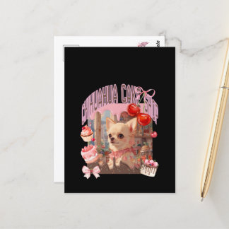 Cartão Postal チワワのケーキ屋さん、スイーツ、子犬、リボン、cherry,girly好きのための