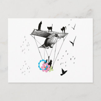 CARTÃO POSTAL ネ コ と 飛 機 行