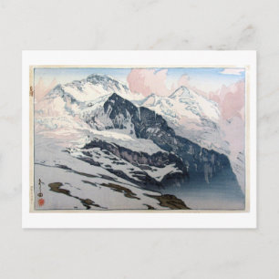 Cartão Postal ユングフラウ, Jungfrau, Hiroshi Yoshida, Woodcut