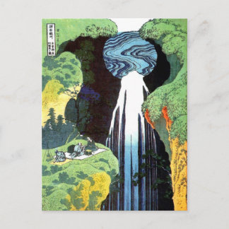 Cartão Postal 北 斎 Hokusai Amida Waterfall Bart