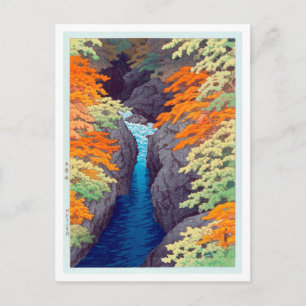 Cartão Postal 吾 妻 峡, Azuma Gorge, Hasui Kawase, Woodcut