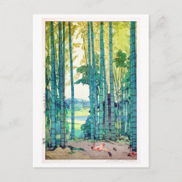 Cartão Postal 竹 林, Bamboo grove, Hiroshi Yoshida, Woodcut
