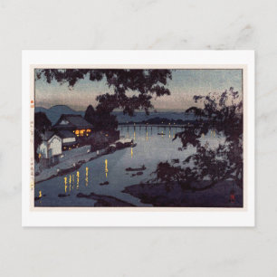 Cartão Postal 筑 後 川 べ 夕, noite no rio Chikugo, Hiroshi Yoshida