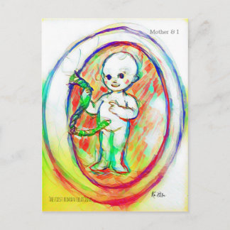 CARTÃO POSTAL 胎児　赤ちゃん　人体カラフルデザイン