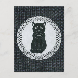Cartão Postal 越後(日本国新潟県)の黒猫・切り絵 Postcard