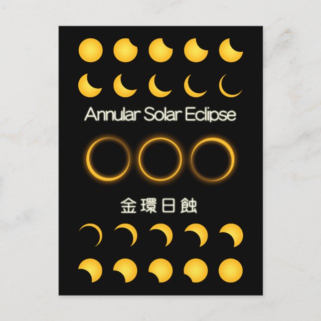Cartão Postal 金 環 日 - Eclipse Solar Anular- (Frente)