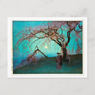 Cartão Postal 雲 井 桜, Kumoi Cherry floresce, Yoshida, Woodc