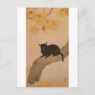 Cartão Postal 黒猫, gato preto do 春草, Shunsō