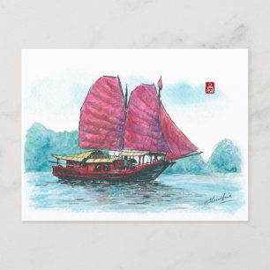 Cartão Postal (085) Haylong Bay Junk Sailboat